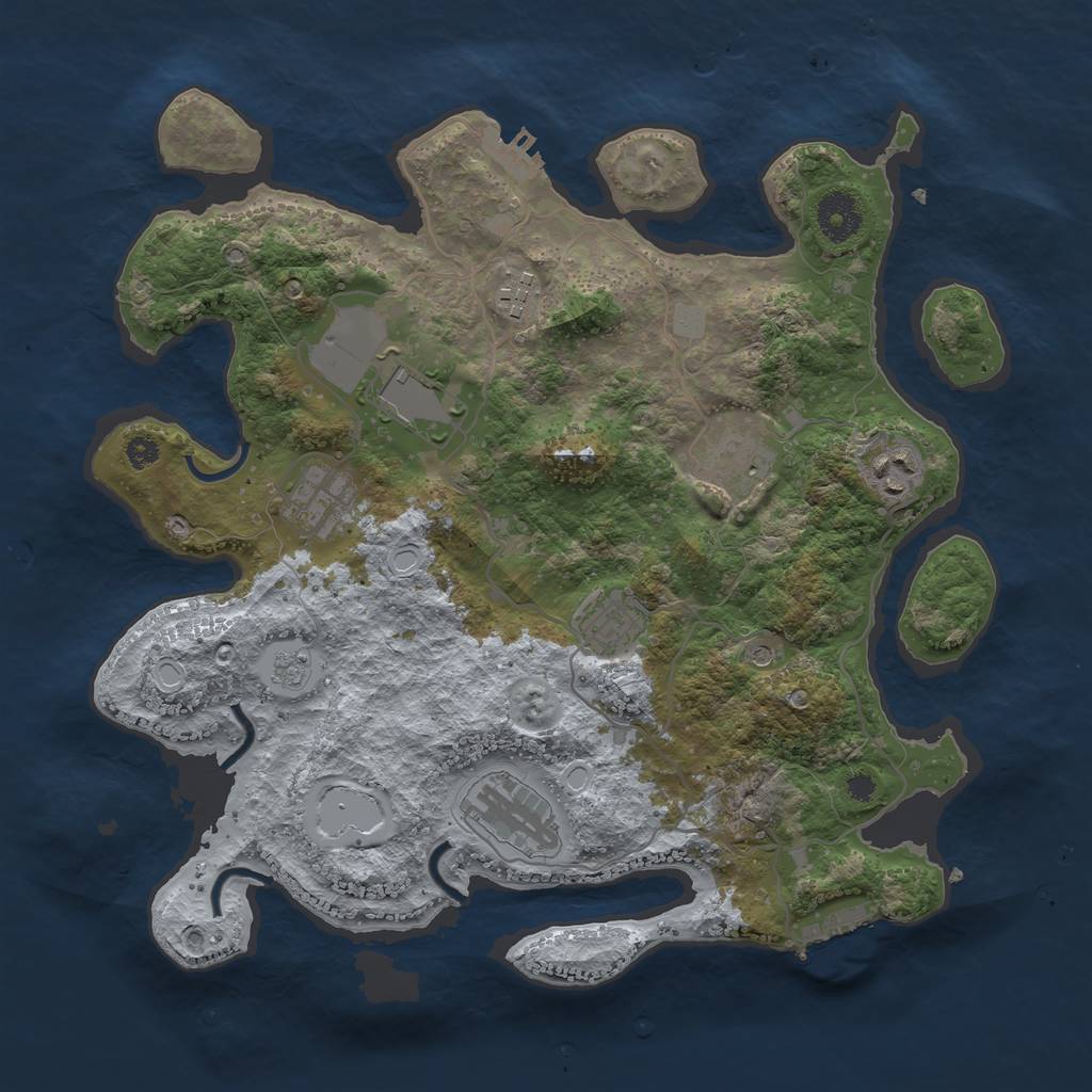 Rust Map: Procedural Map, Size: 3500, Seed: 1296125, 16 Monuments