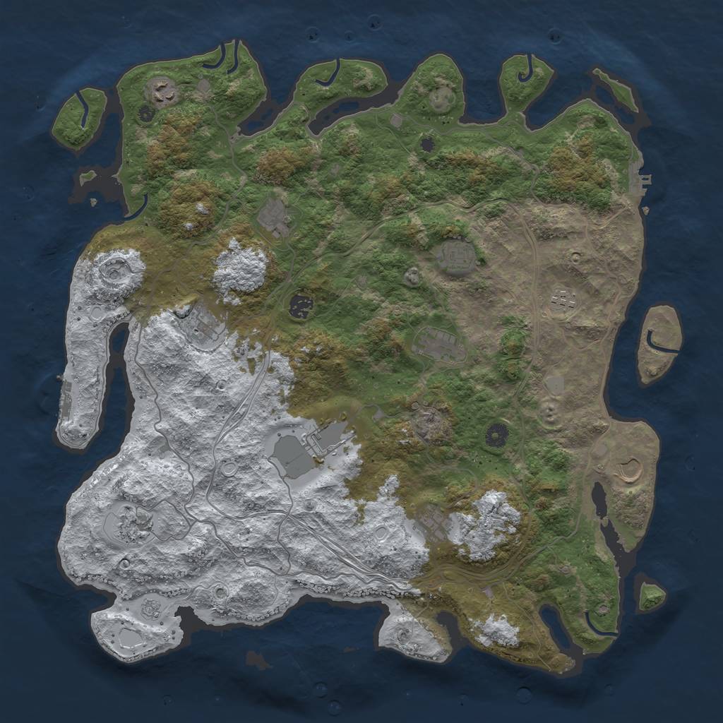 Rust Map: Procedural Map, Size: 4500, Seed: 1227471251, 20 Monuments