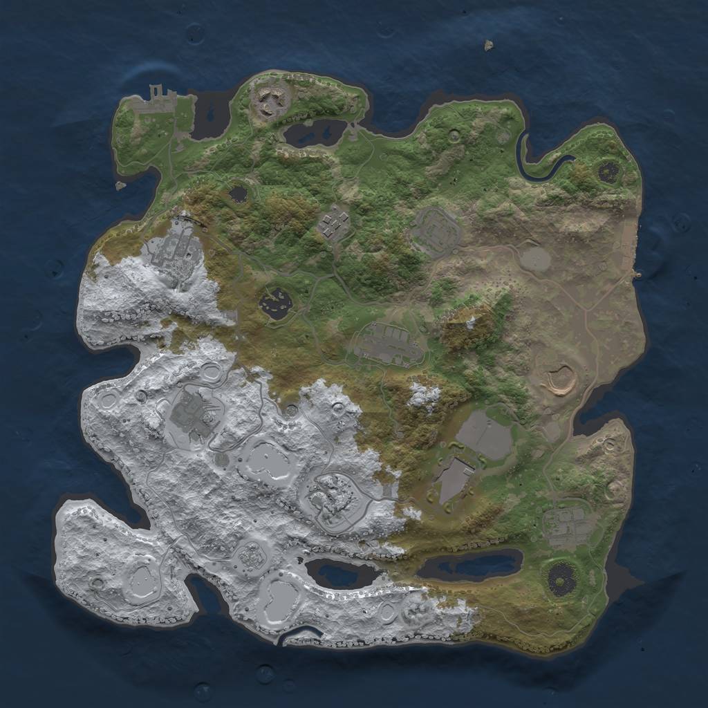 Rust Map: Procedural Map, Size: 3500, Seed: 2120781070, 20 Monuments