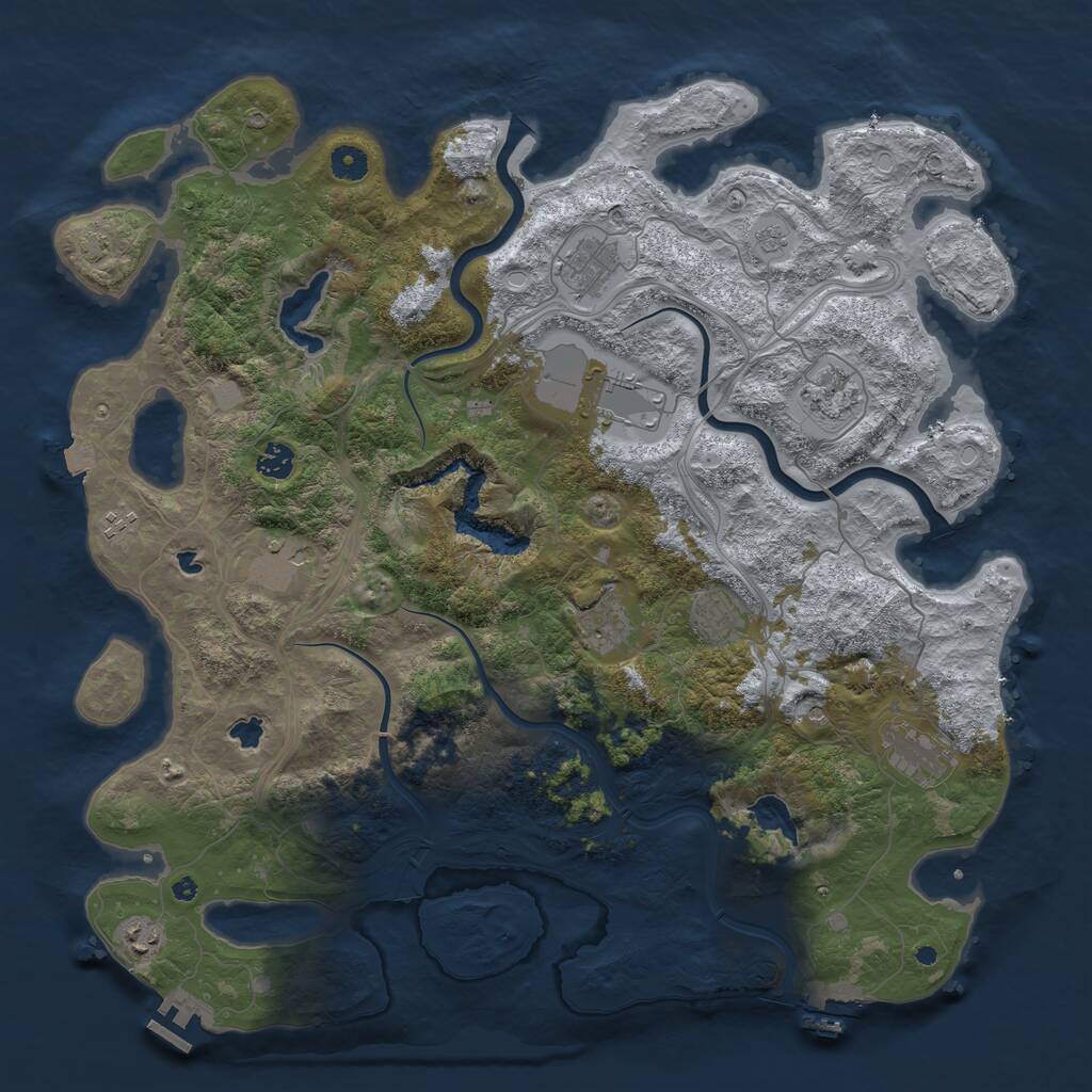 Rust Map: Procedural Map, Size: 4500, Seed: 1099188341, 16 Monuments