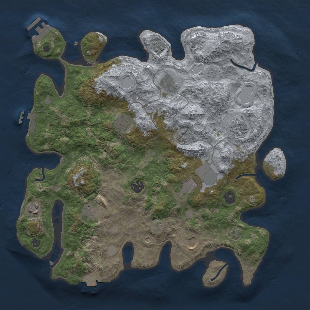 Rust Map: Procedural Map, Size: 3700, Seed: 7566169, 15 Monuments
