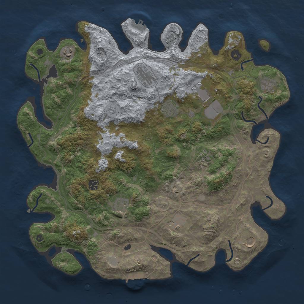 Rust Map: Procedural Map, Size: 4250, Seed: 991572287, 20 Monuments