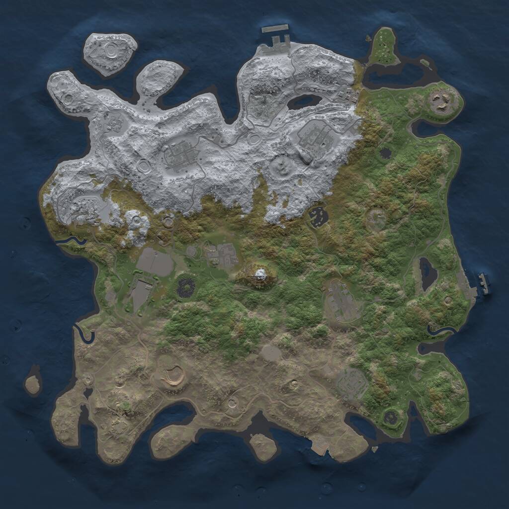 Rust Map: Procedural Map, Size: 3850, Seed: 412044522, 17 Monuments