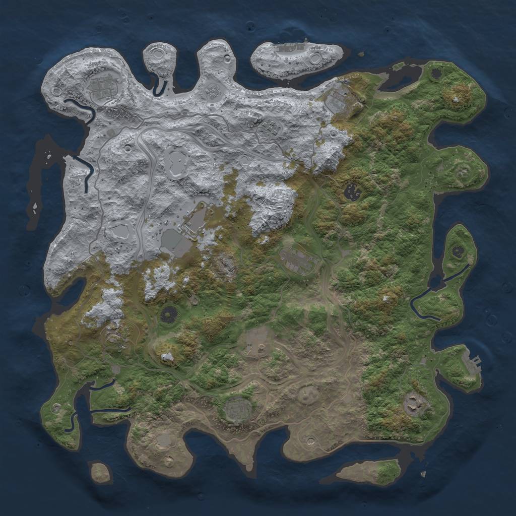 Rust Map: Procedural Map, Size: 4500, Seed: 267892718, 19 Monuments