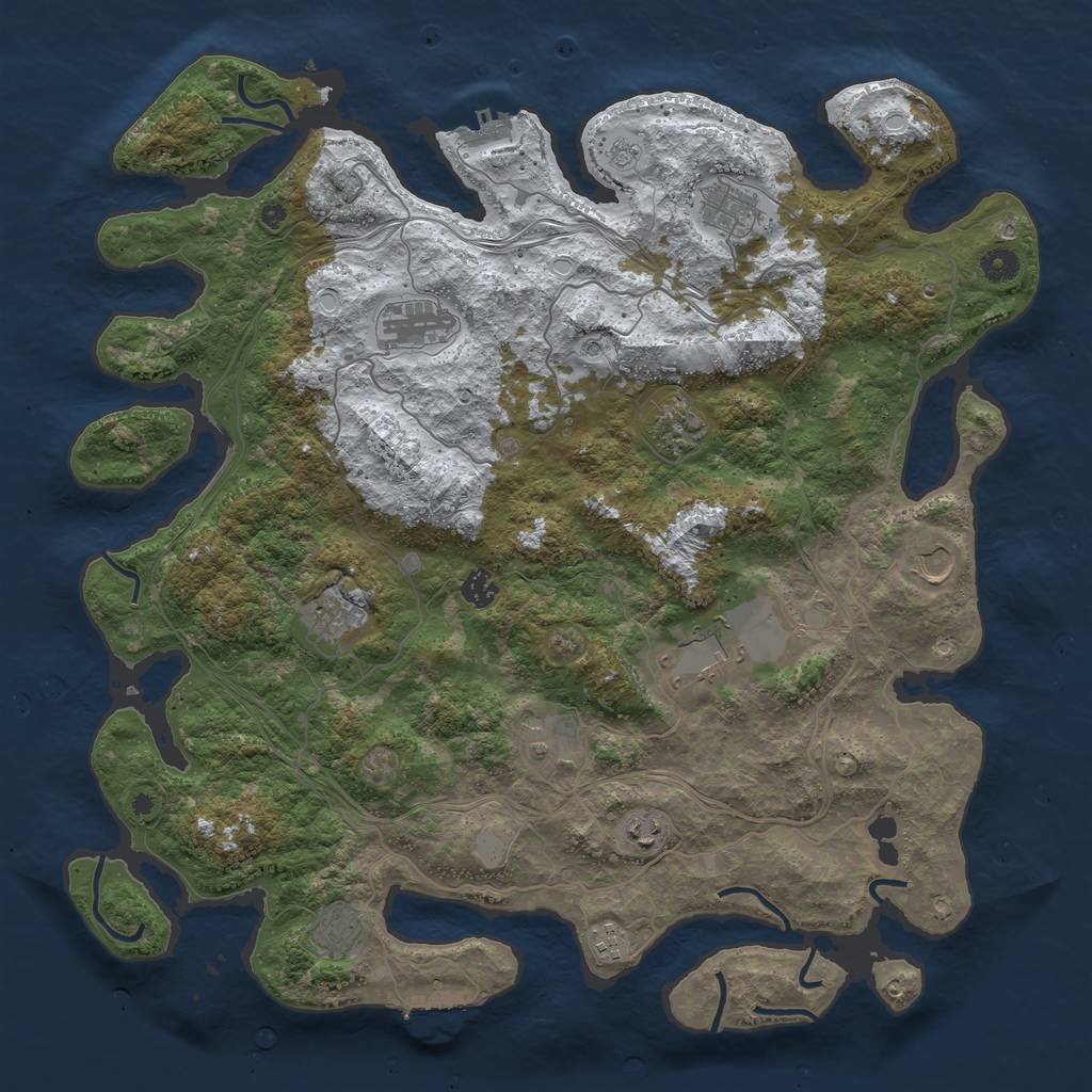 Rust Map: Procedural Map, Size: 4500, Seed: 1687464591, 20 Monuments