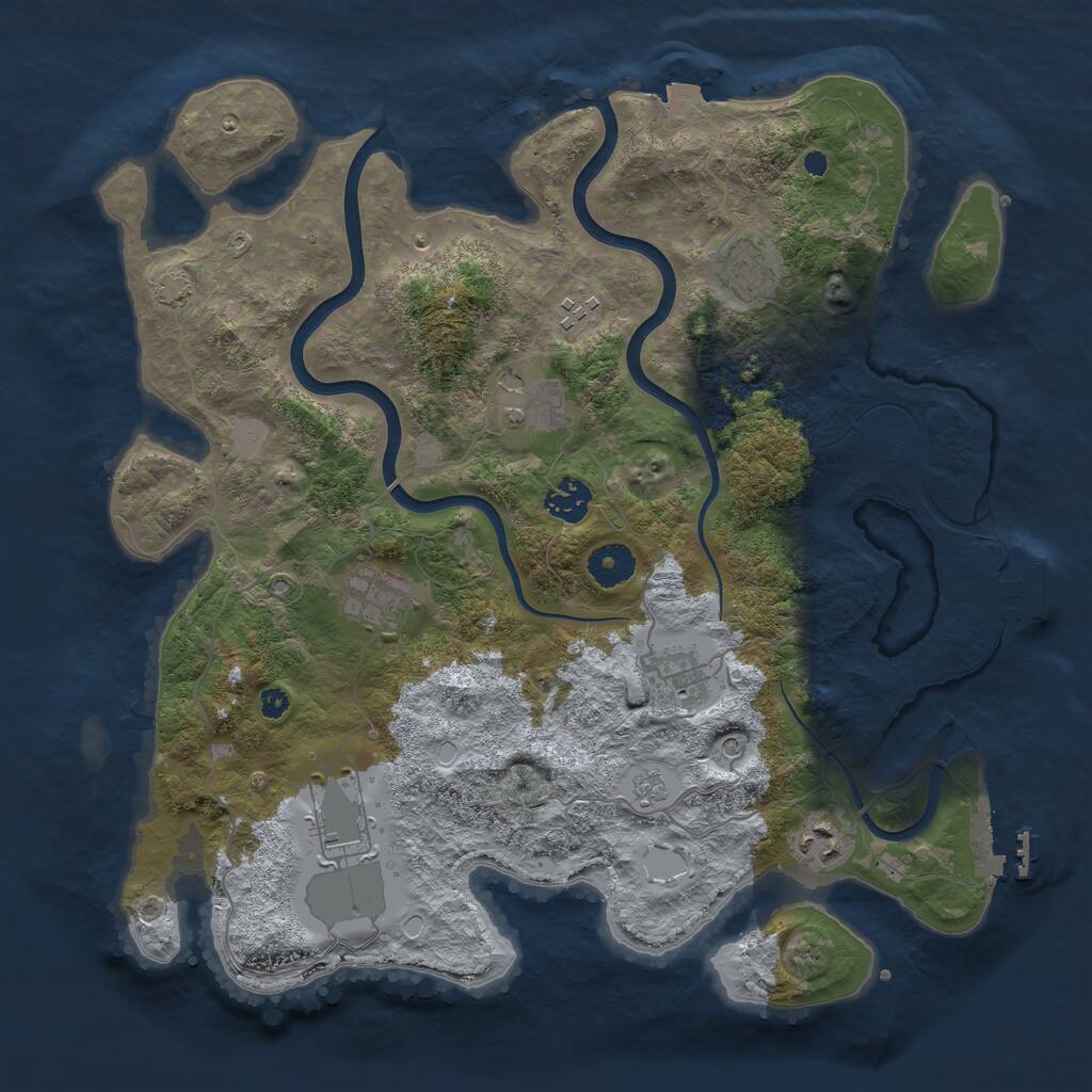 Rust Map: Procedural Map, Size: 3700, Seed: 1921236465, 14 Monuments