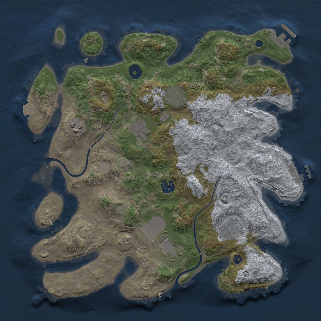 Rust Map: Procedural Map, Size: 3500, Seed: 89345679, 13 Monuments