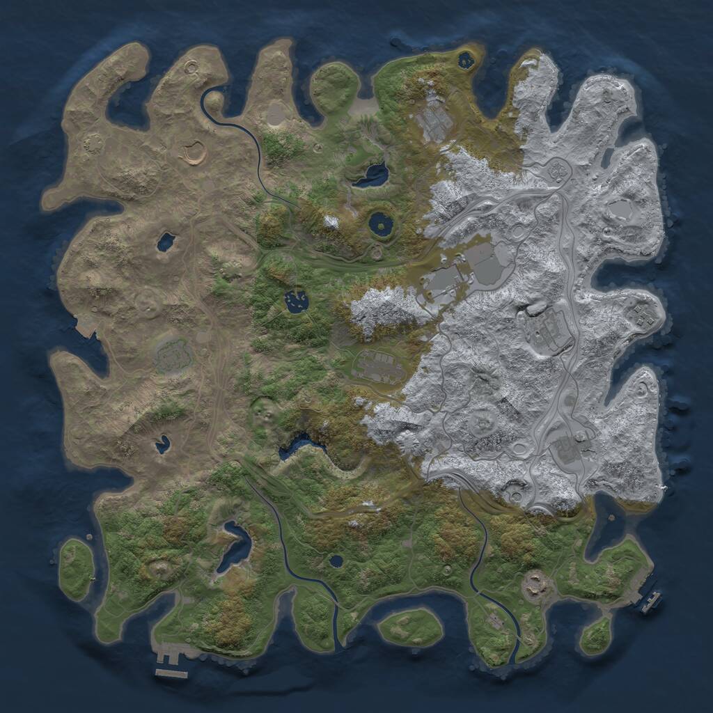 Rust Map: Procedural Map, Size: 4500, Seed: 217345320, 16 Monuments