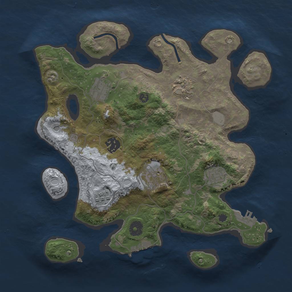 Rust Map: Procedural Map, Size: 3000, Seed: 422336757, 14 Monuments
