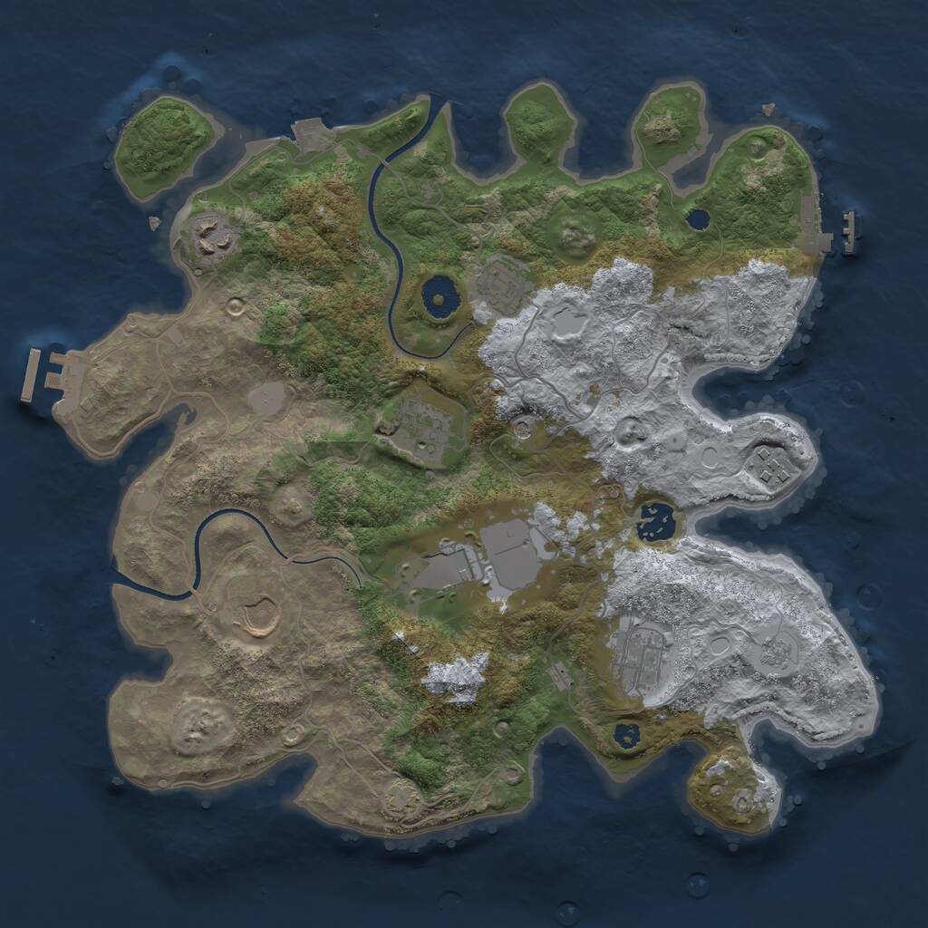 Rust Map: Procedural Map, Size: 3500, Seed: 301883, 14 Monuments