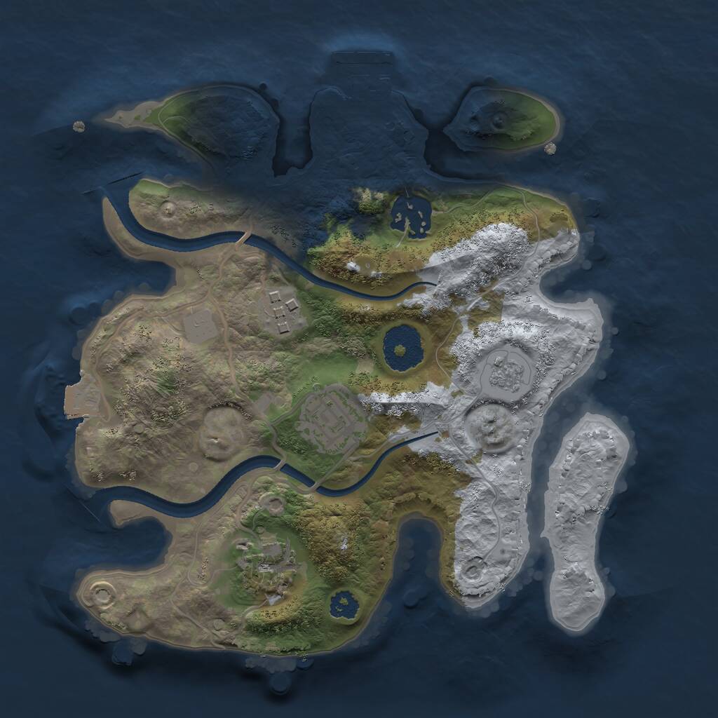 Rust Map: Procedural Map, Size: 2500, Seed: 318946, 7 Monuments
