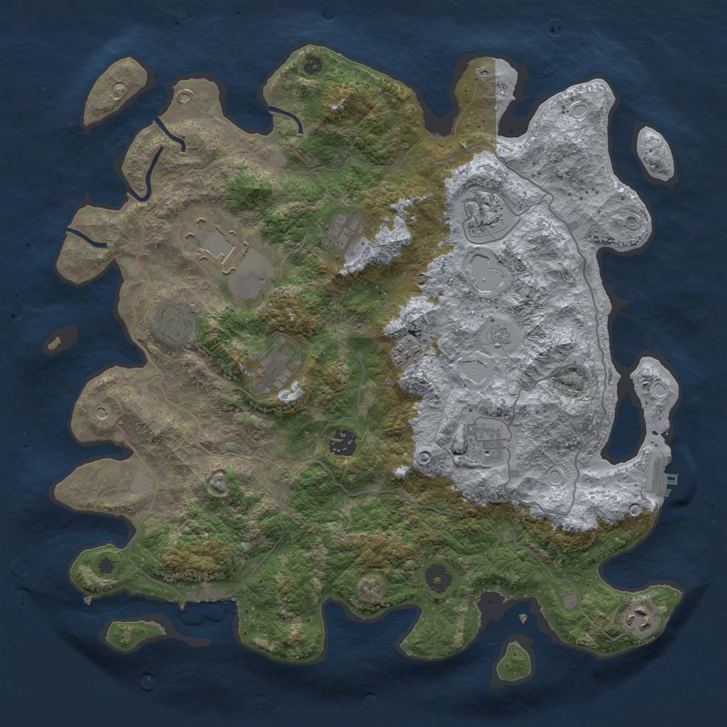 Rust Map: Procedural Map, Size: 4000, Seed: 20581957, 16 Monuments
