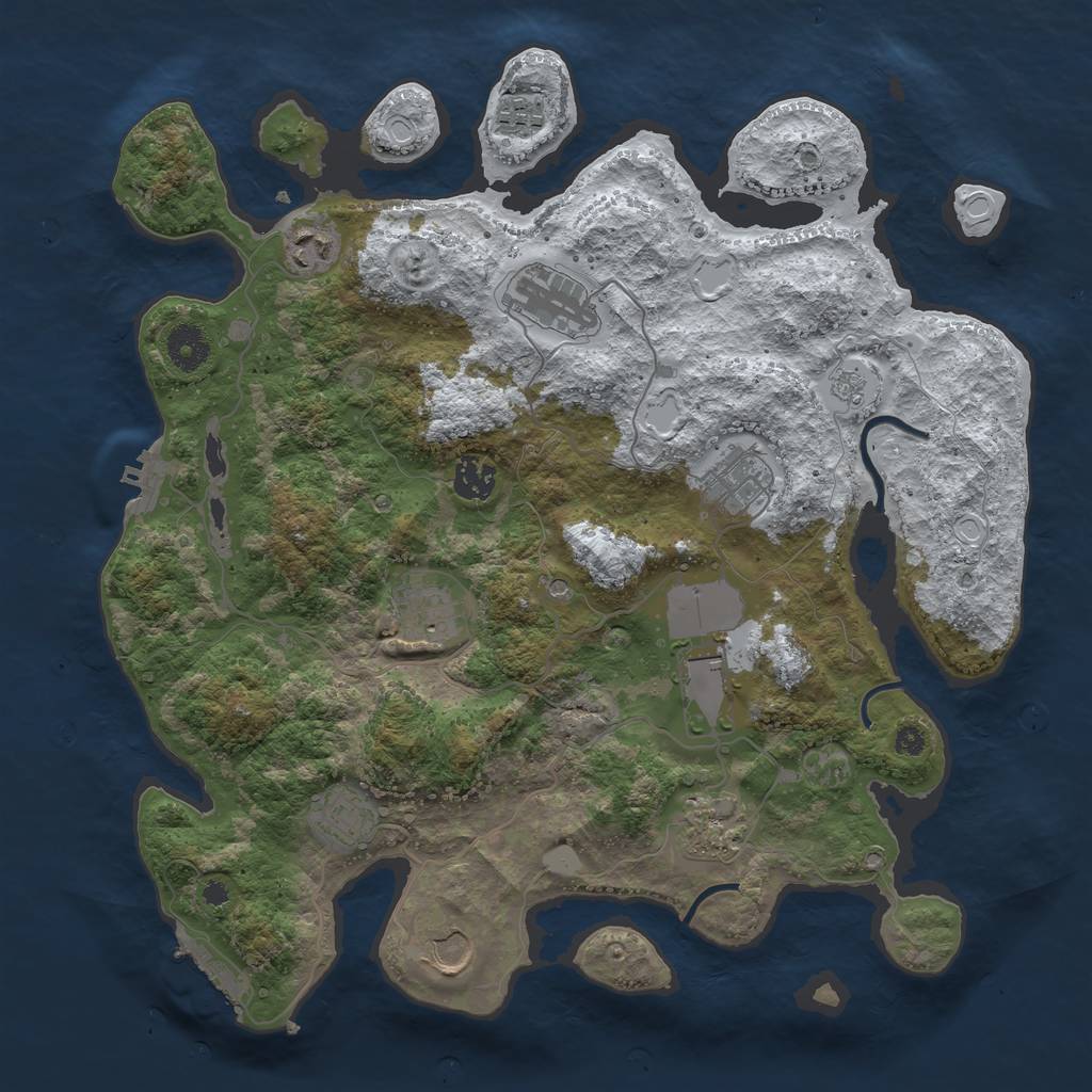 Rust Map: Procedural Map, Size: 3750, Seed: 609876350, 19 Monuments