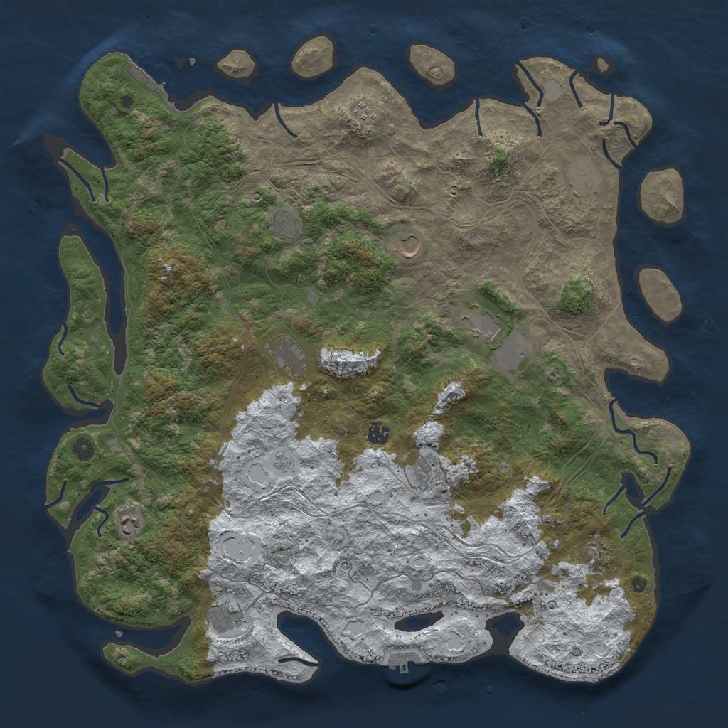Rust Map: Procedural Map, Size: 4999, Seed: 100200555, 20 Monuments