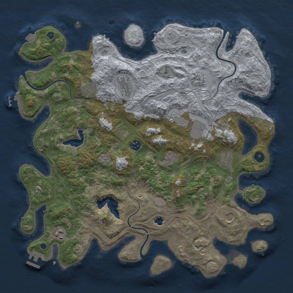 Rust Map: Procedural Map, Size: 4250, Seed: 916461223, 16 Monuments