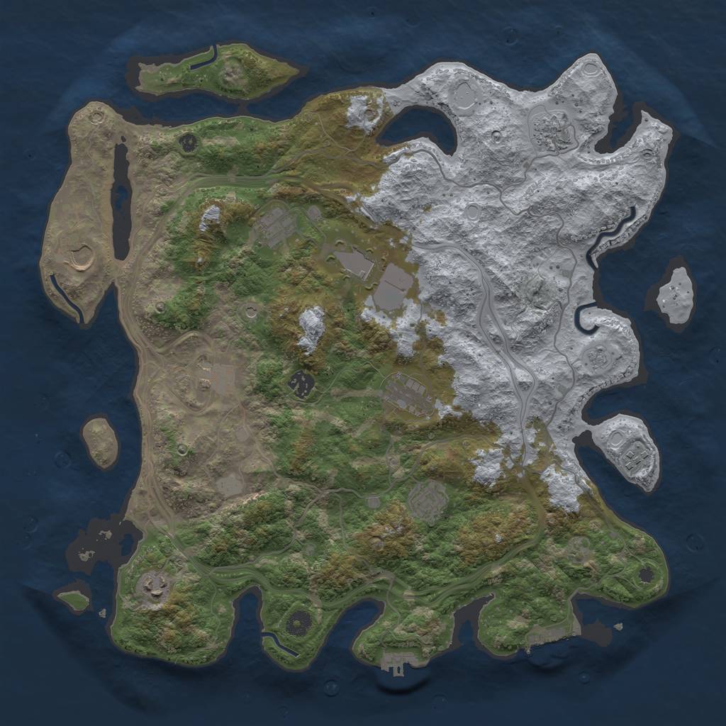 Rust Map: Procedural Map, Size: 4250, Seed: 1418925385, 17 Monuments