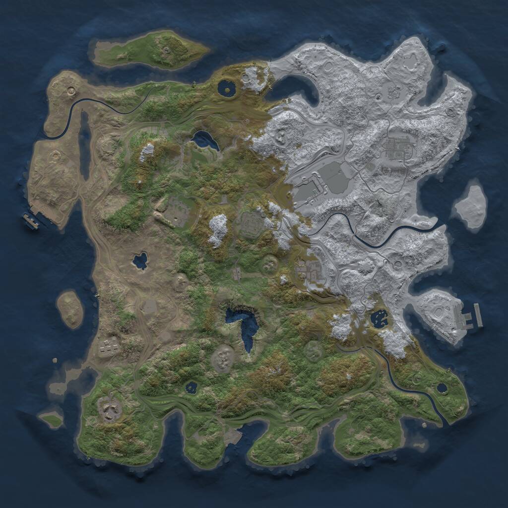 Rust Map: Procedural Map, Size: 4250, Seed: 1418925385, 14 Monuments