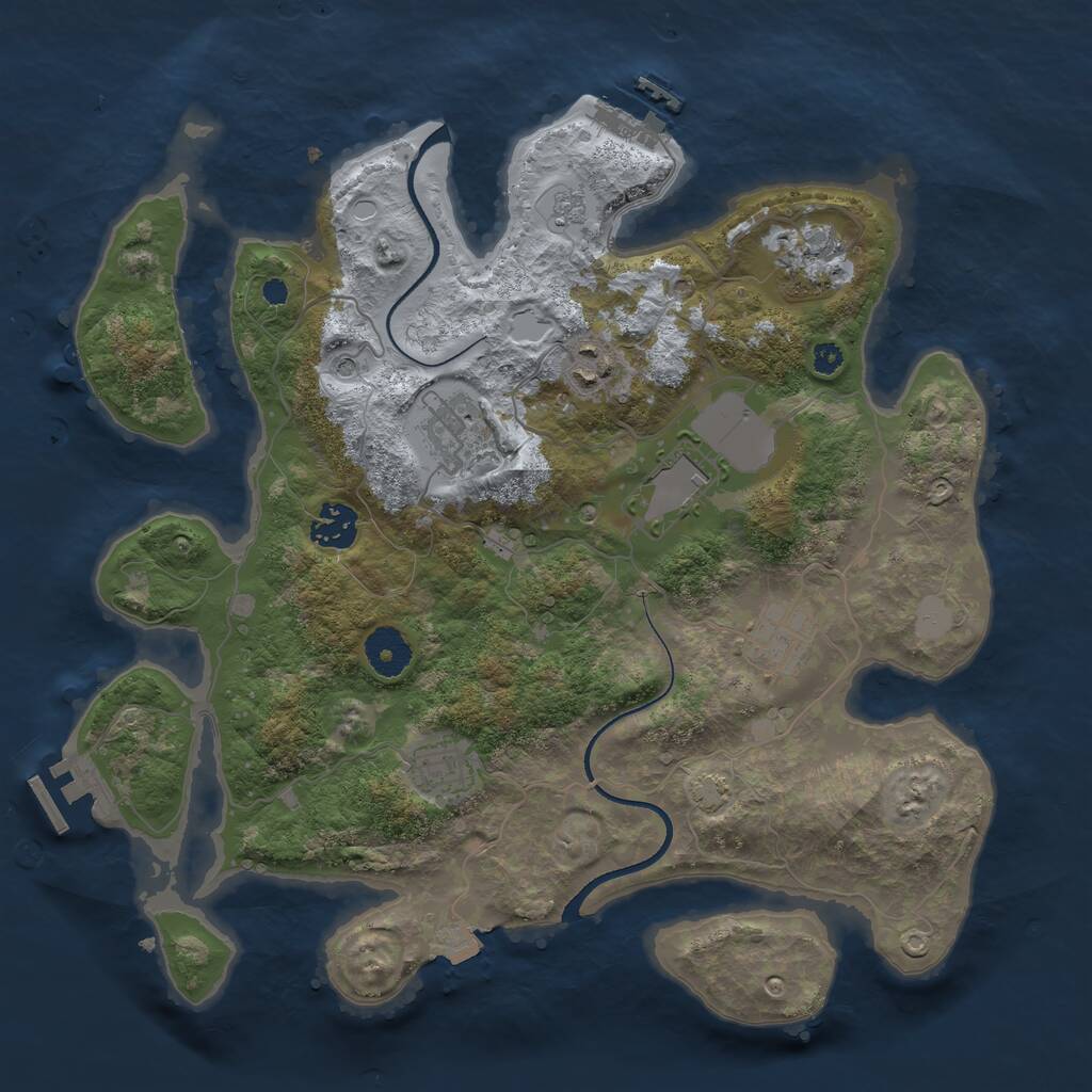 Rust Map: Procedural Map, Size: 3500, Seed: 847093722, 13 Monuments