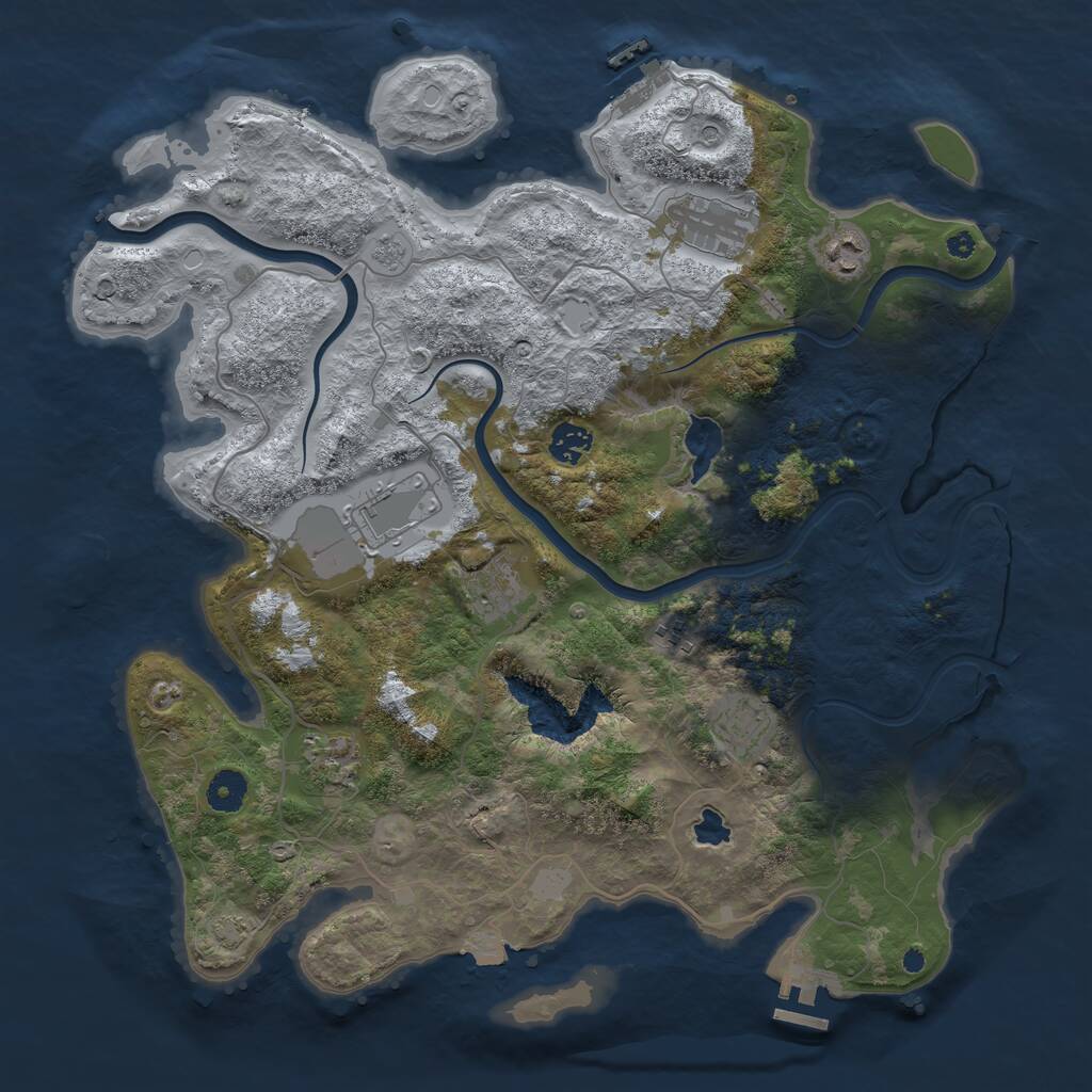 Rust Map: Procedural Map, Size: 4000, Seed: 779753077, 14 Monuments