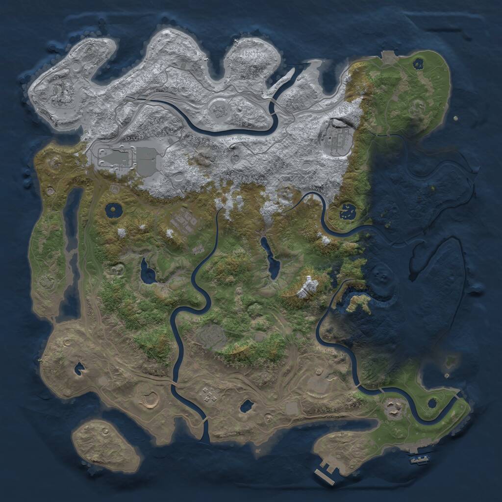 Rust Map: Procedural Map, Size: 4500, Seed: 1243005713, 16 Monuments