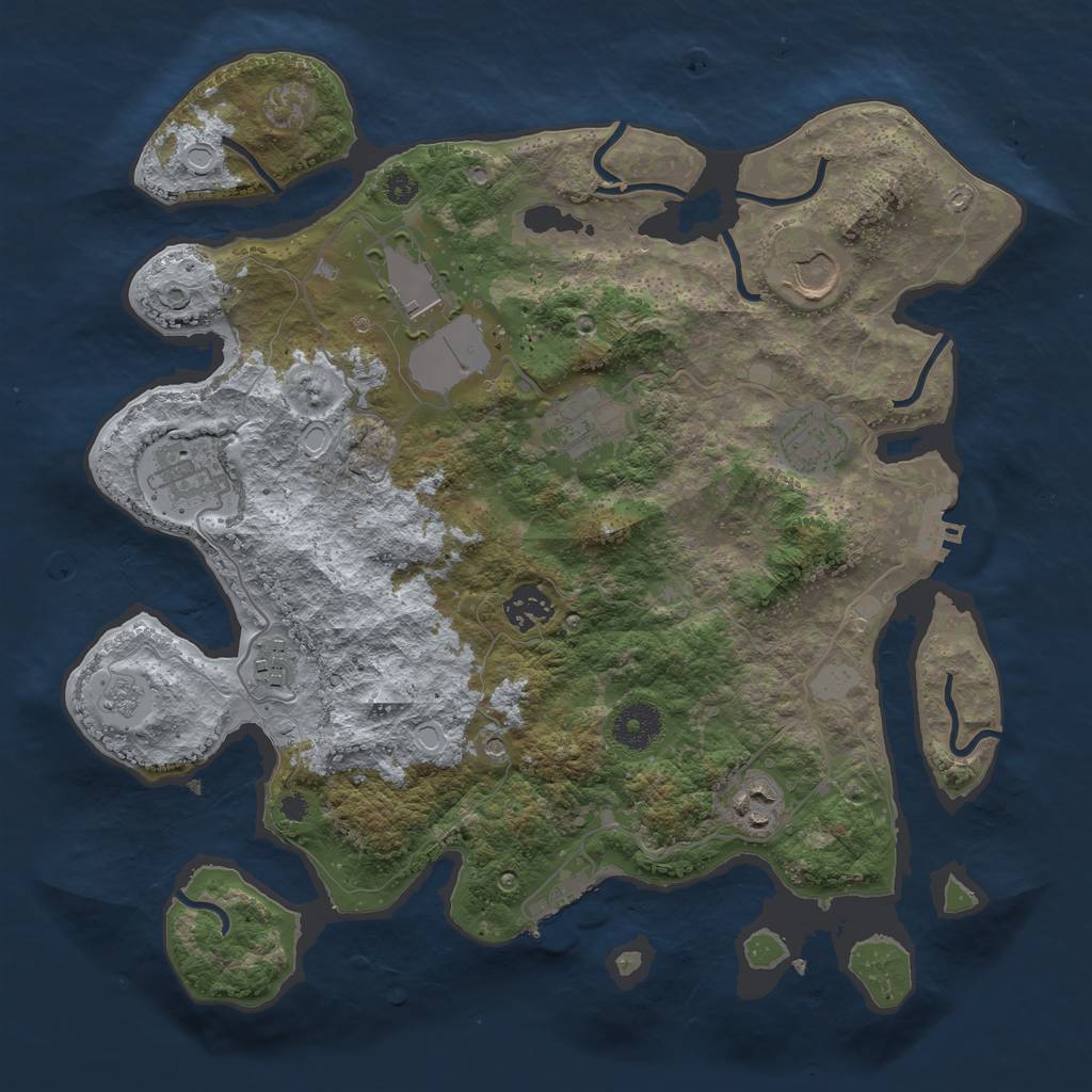 Rust Map: Procedural Map, Size: 3500, Seed: 493097026, 17 Monuments