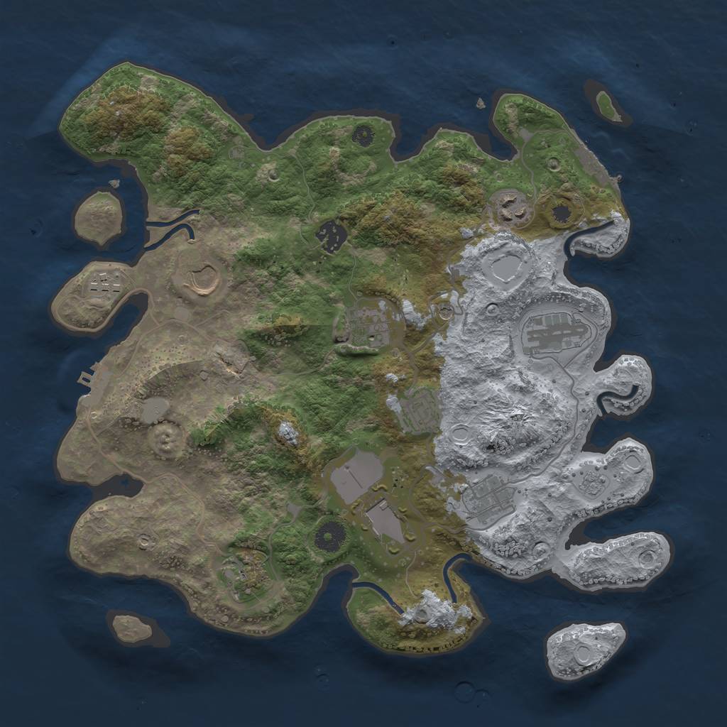 Rust Map: Procedural Map, Size: 3600, Seed: 3794395, 19 Monuments