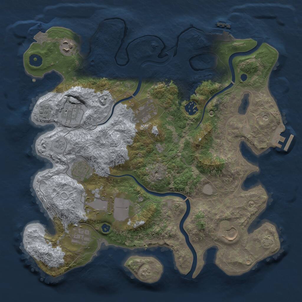Rust Map: Procedural Map, Size: 3500, Seed: 74325234, 15 Monuments