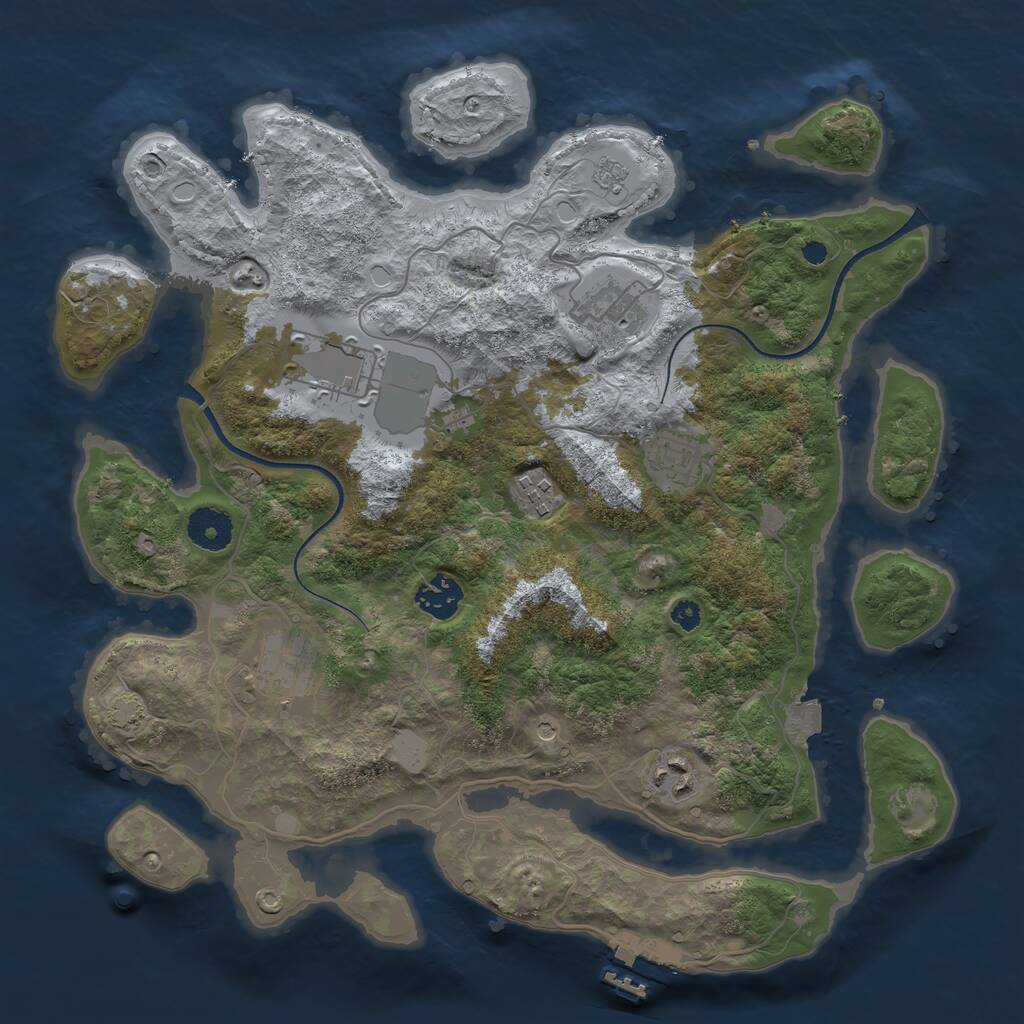 Rust Map: Procedural Map, Size: 3500, Seed: 1231255, 12 Monuments