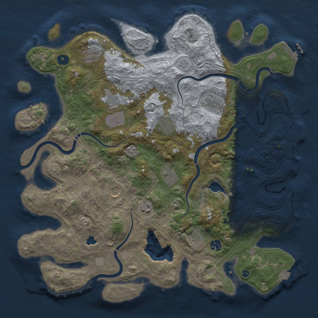 Rust Map: Procedural Map, Size: 4250, Seed: 2126868628, 16 Monuments