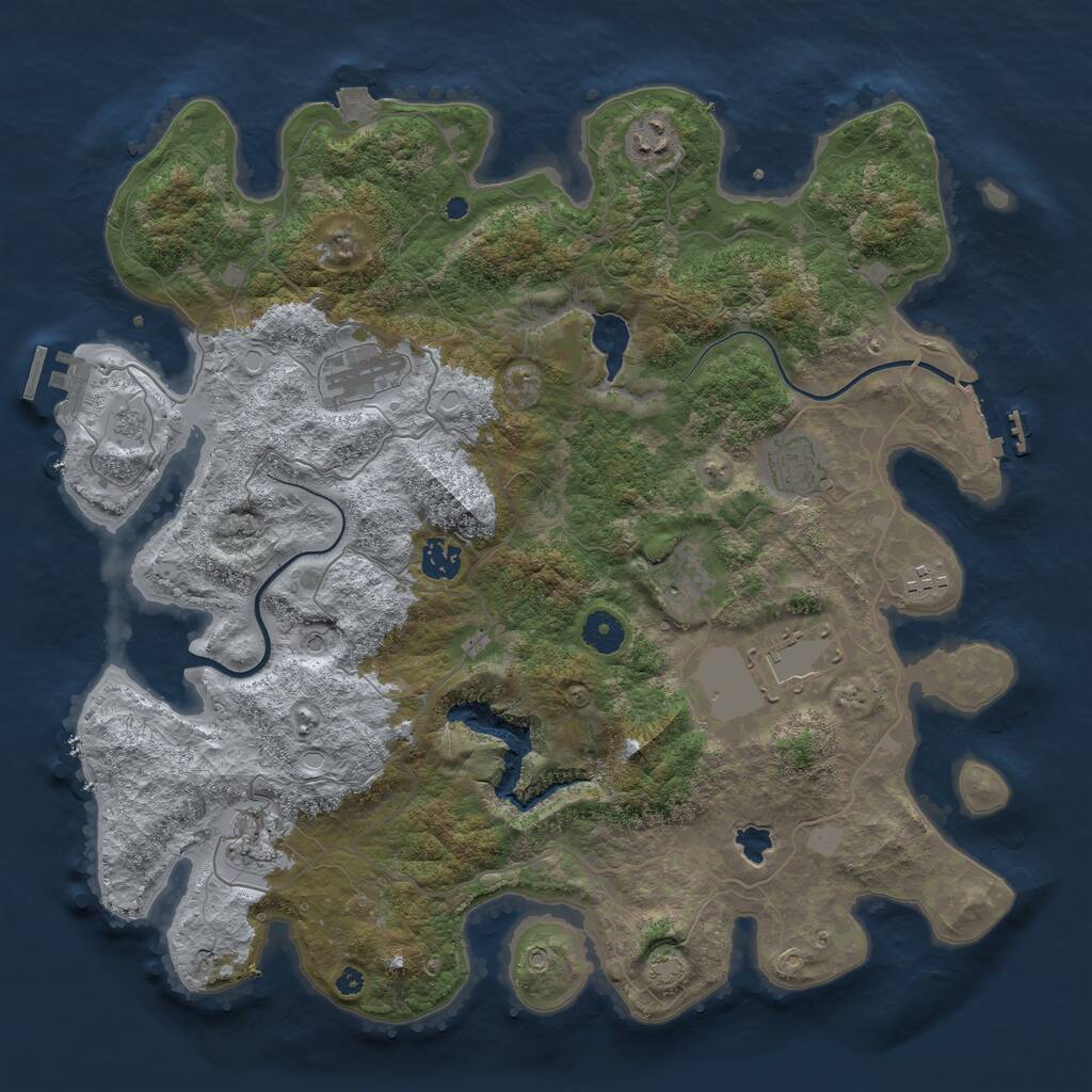 Rust Map: Procedural Map, Size: 4000, Seed: 600026127, 14 Monuments
