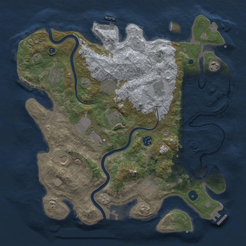 Rust Map: Procedural Map, Size: 3850, Seed: 68107084, 16 Monuments