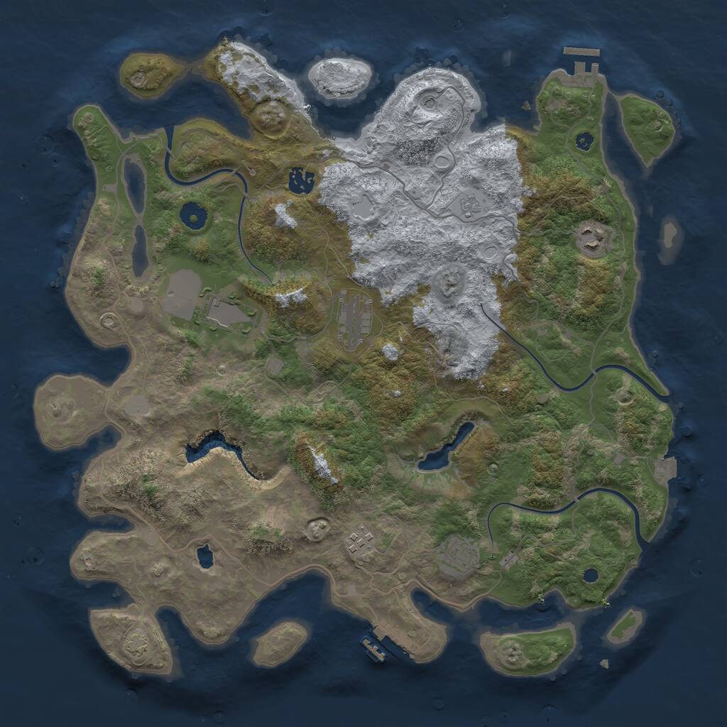 Rust Map: Procedural Map, Size: 4050, Seed: 335522555, 12 Monuments