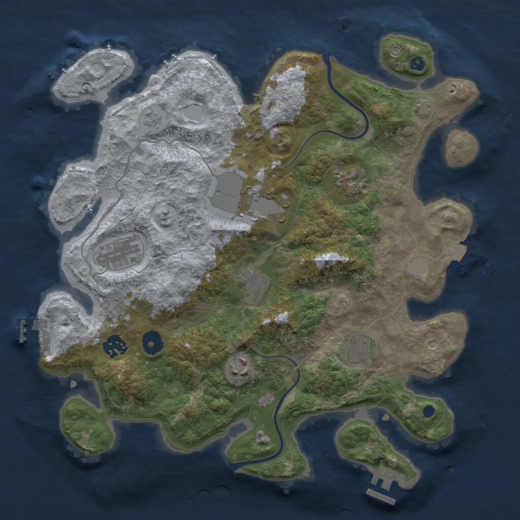 Rust Map: Procedural Map, Size: 3500, Seed: 118959017, 13 Monuments