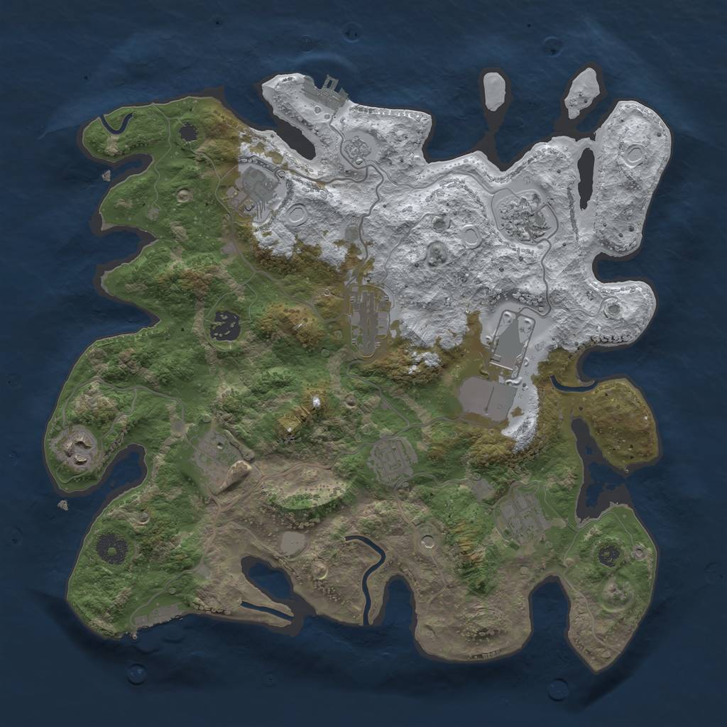 Rust Map: Procedural Map, Size: 3500, Seed: 296596333, 18 Monuments