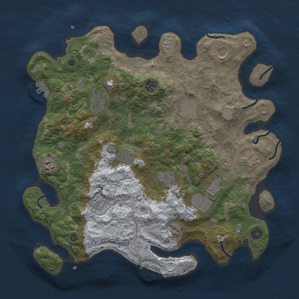 Rust Map: Procedural Map, Size: 3850, Seed: 97726771, 20 Monuments