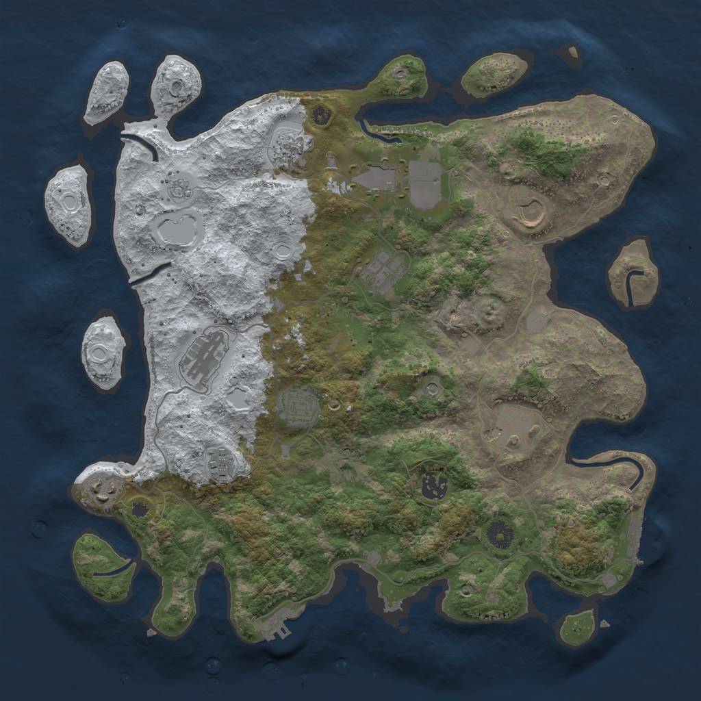Rust Map: Procedural Map, Size: 3850, Seed: 630475168, 19 Monuments