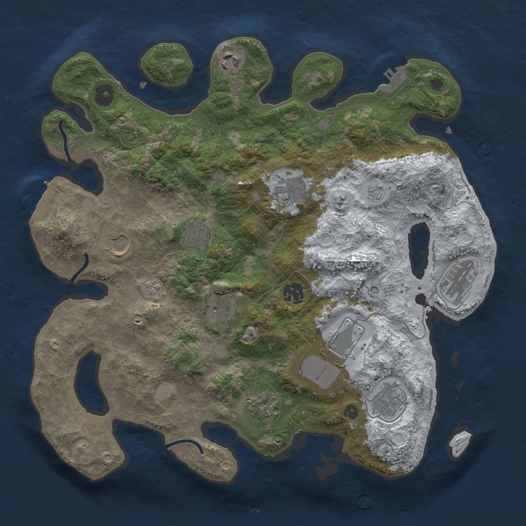 Rust Map: Procedural Map, Size: 3750, Seed: 2114139730, 20 Monuments