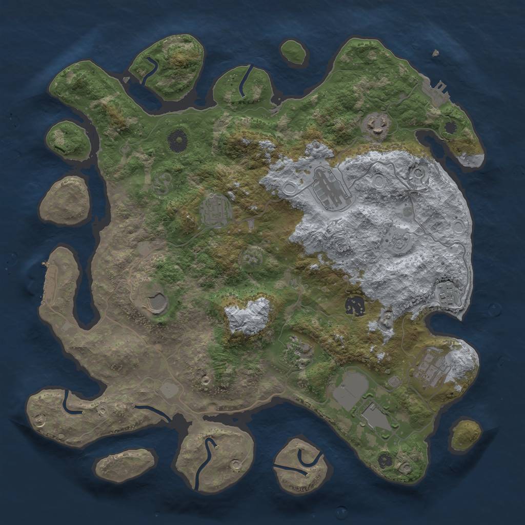 Rust Map: Procedural Map, Size: 3750, Seed: 1522744990, 18 Monuments
