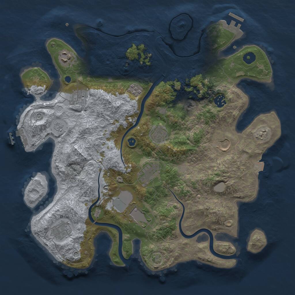 Rust Map: Procedural Map, Size: 3700, Seed: 1400981915, 15 Monuments