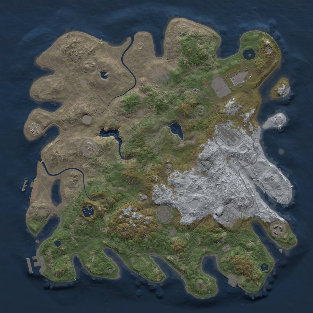 Rust Map: Procedural Map, Size: 4000, Seed: 30237, 14 Monuments