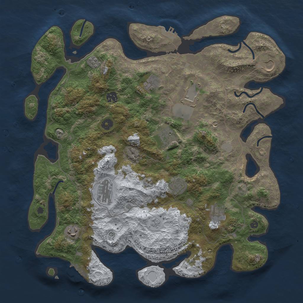 Rust Map: Procedural Map, Size: 4000, Seed: 645876524, 19 Monuments