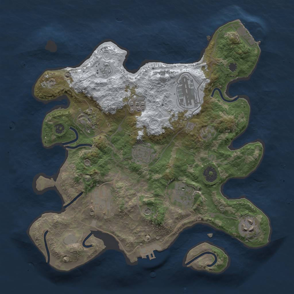 Rust Map: Procedural Map, Size: 3000, Seed: 565157721, 16 Monuments