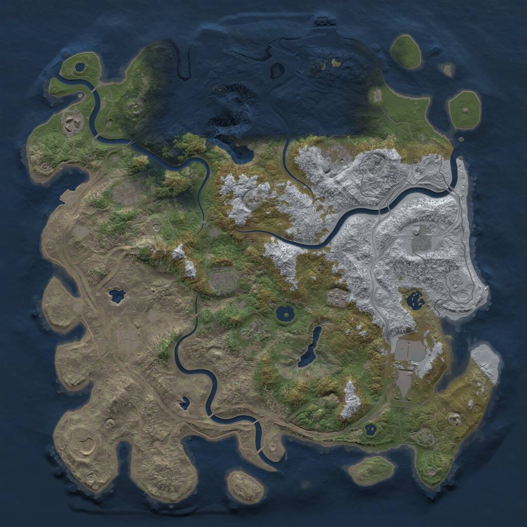 Rust Map: Procedural Map, Size: 4500, Seed: 119718445, 17 Monuments