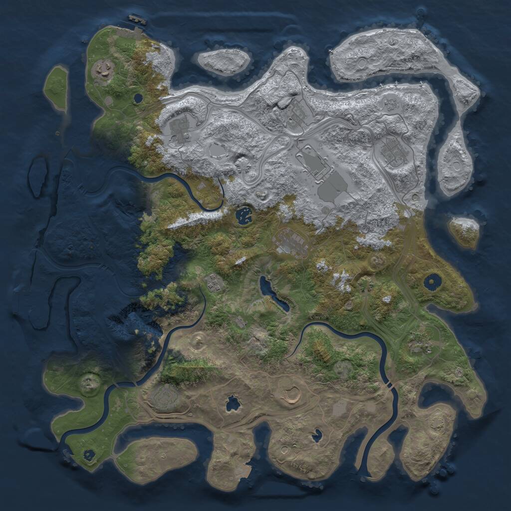 Rust Map: Procedural Map, Size: 4500, Seed: 926445125, 17 Monuments