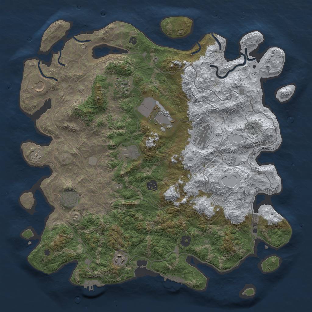 Rust Map: Procedural Map, Size: 4250, Seed: 1100063564, 18 Monuments