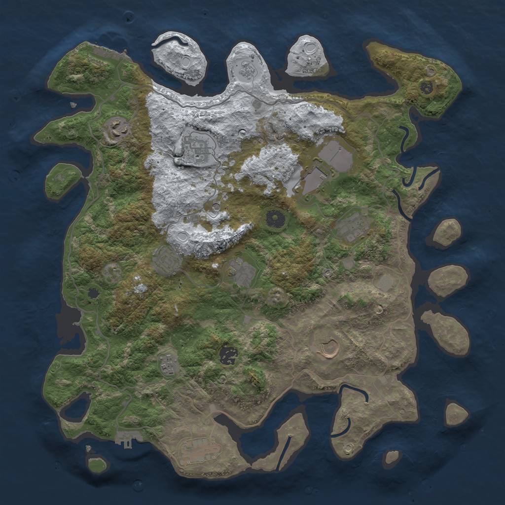 Rust Map: Procedural Map, Size: 4000, Seed: 1706364303, 19 Monuments