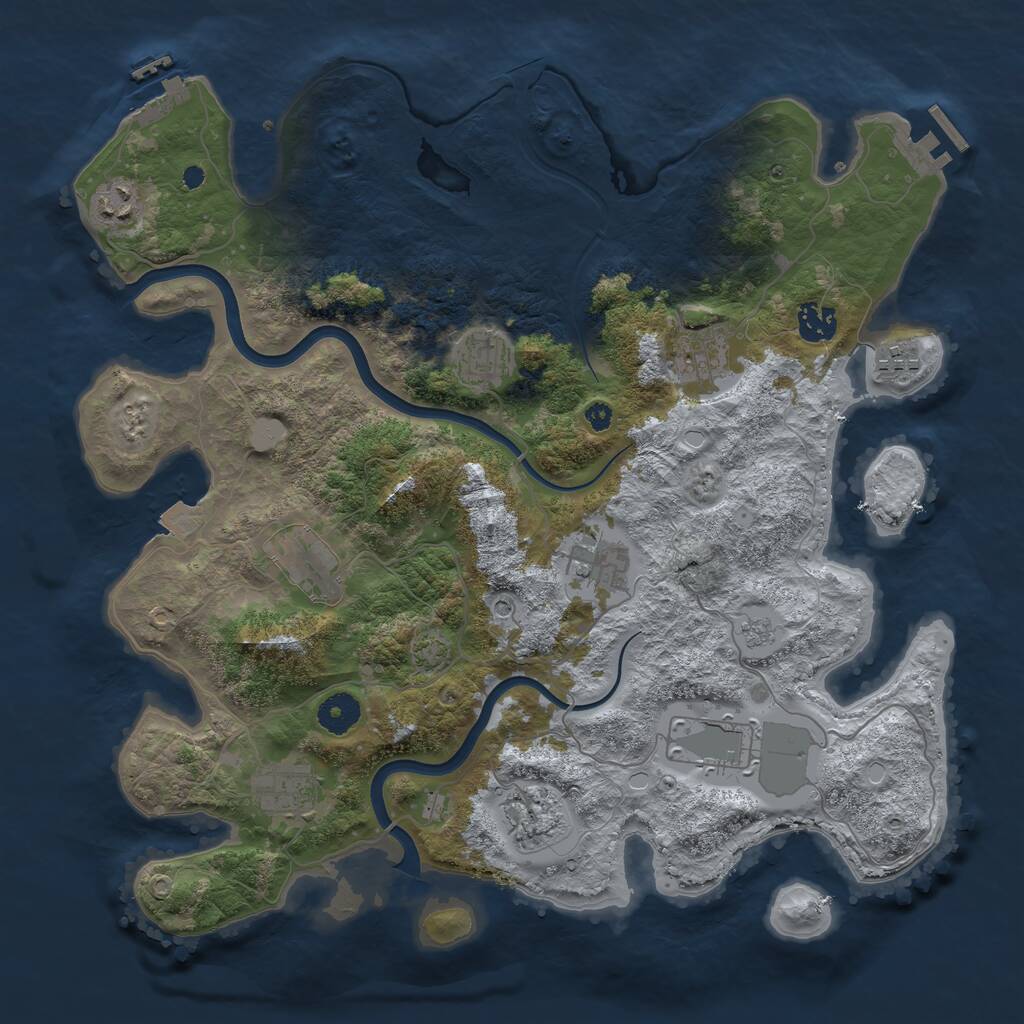 Rust Map: Procedural Map, Size: 3800, Seed: 1741265145, 16 Monuments
