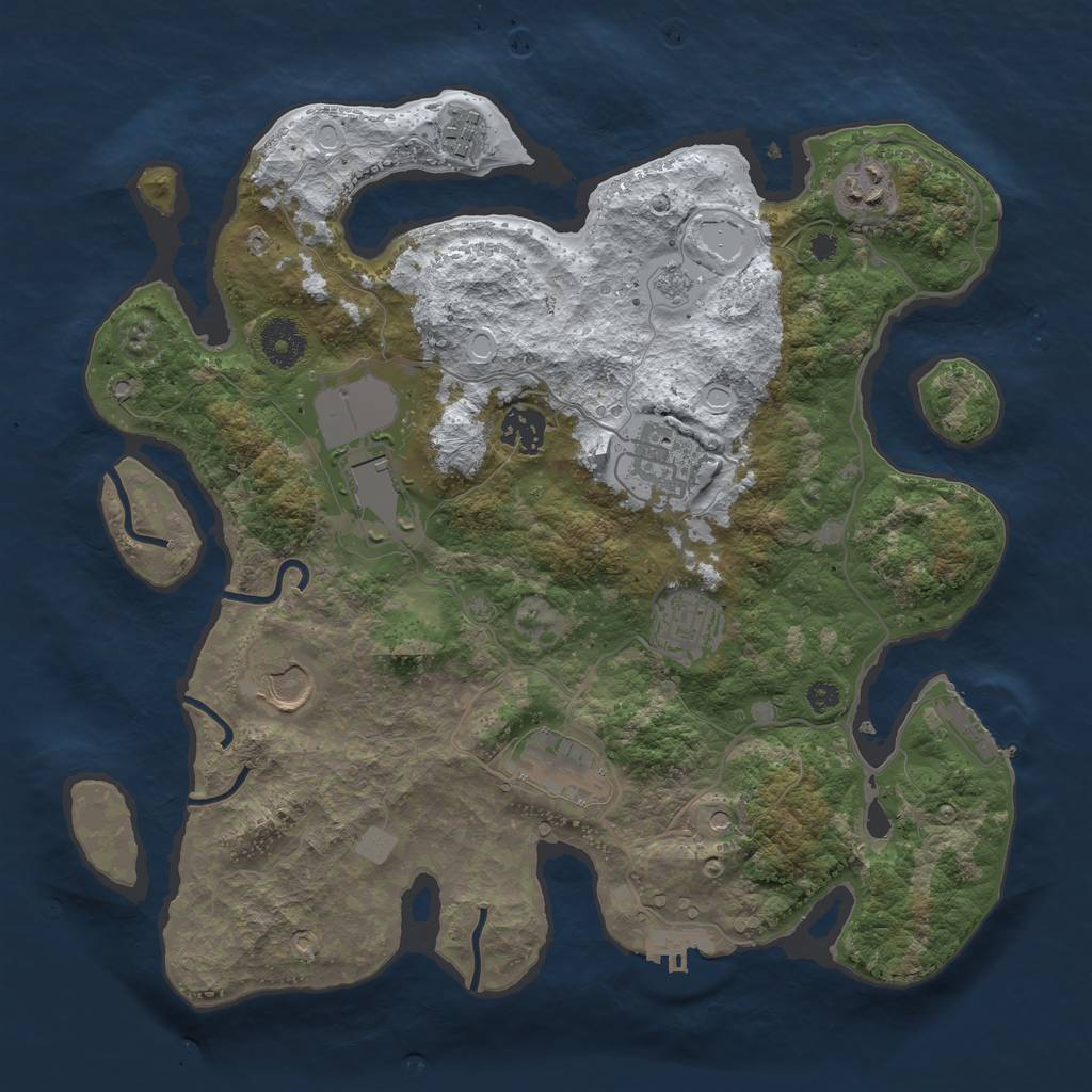 Rust Map: Procedural Map, Size: 3500, Seed: 1175898905, 17 Monuments