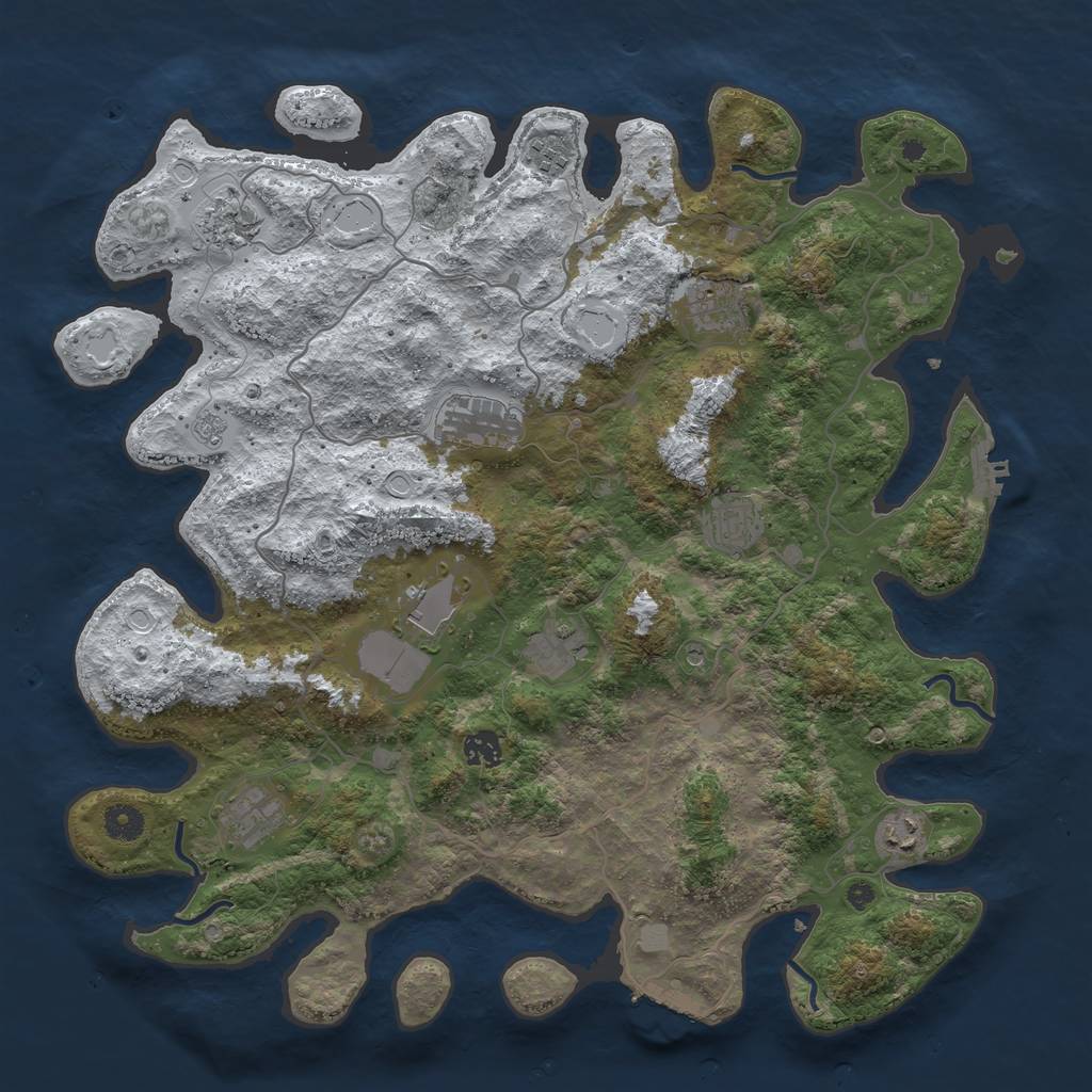 Rust Map: Procedural Map, Size: 4200, Seed: 86543, 19 Monuments