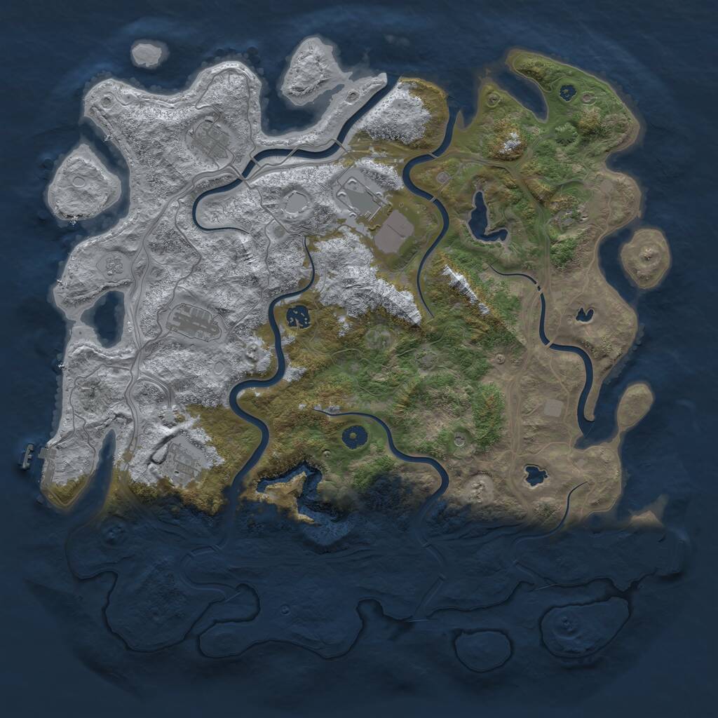 Rust Map: Procedural Map, Size: 4500, Seed: 976562387, 12 Monuments